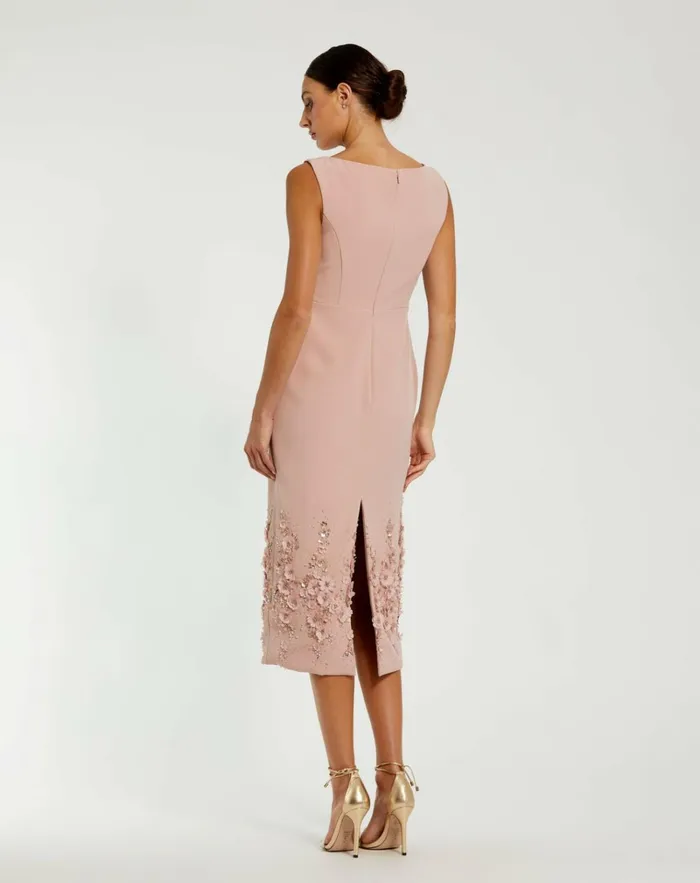 Women Daytime Dresses Mac Duggal Crepe Sleeveless Midi Dress With Flower Beading Vintage Lilac Women Daytime Dresses Mac Duggal Crepe Sleeveless Midi Dress With Flower Beading Vintage Lilac