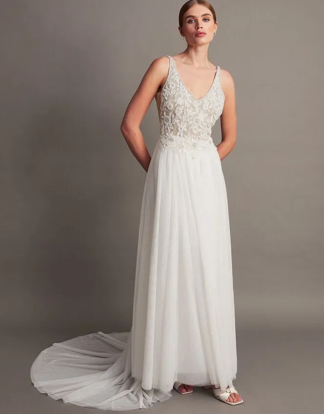 Women Delilah Embellished Bridal Dress Silver Monsoon Dresses