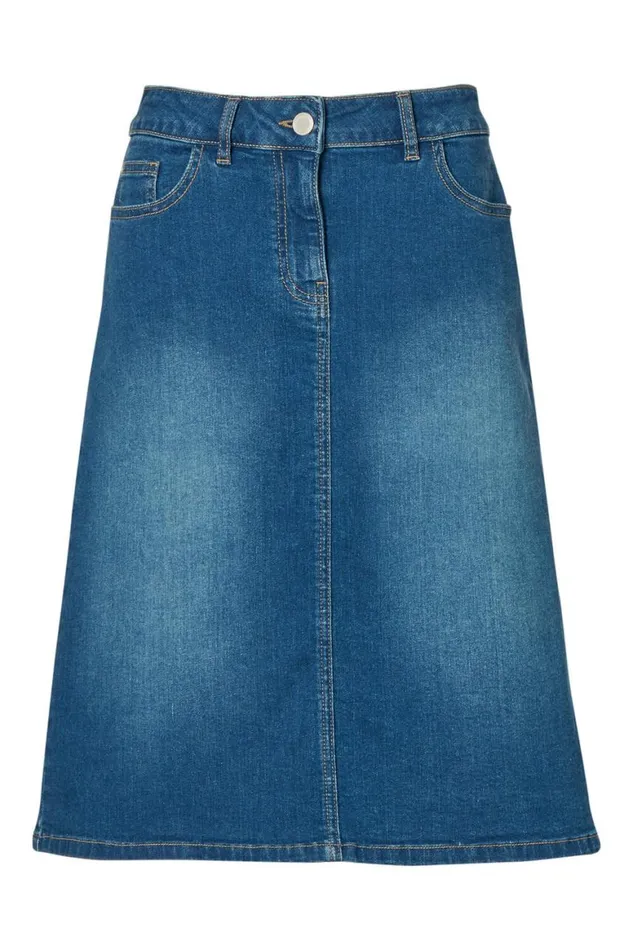 Women Denim Cotton Denim Stretch A Line Skirt Roman Coords