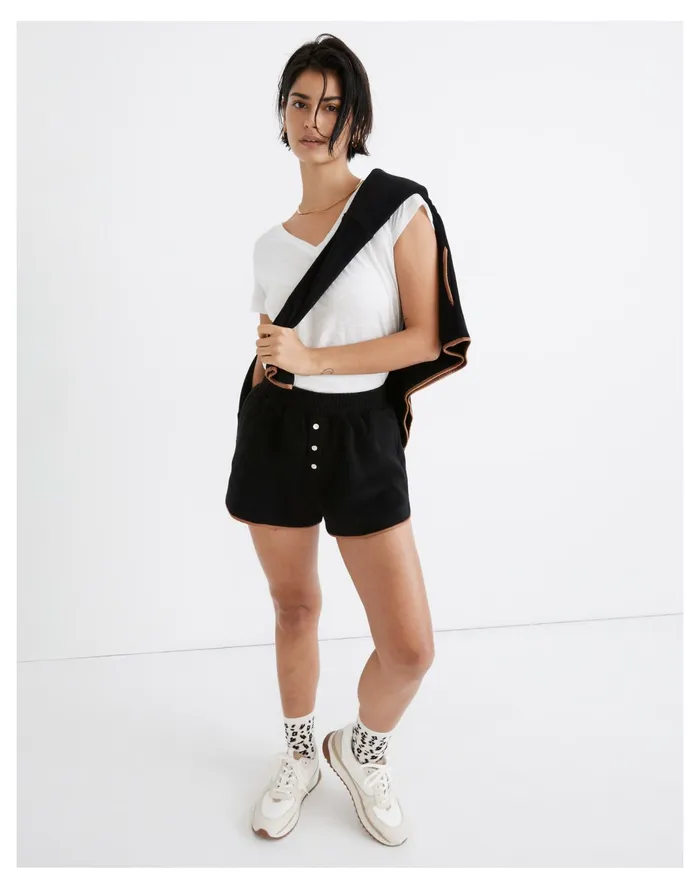 Women Donni Fleece Shorts Jet Madewell Sweatshirts and Sweatpants
