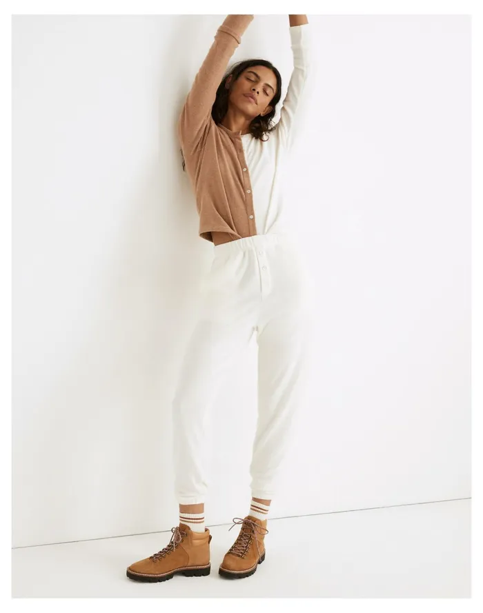 Women Donni Henley Sweater Pants Crme Madewell Sweatshirts and Sweatpants