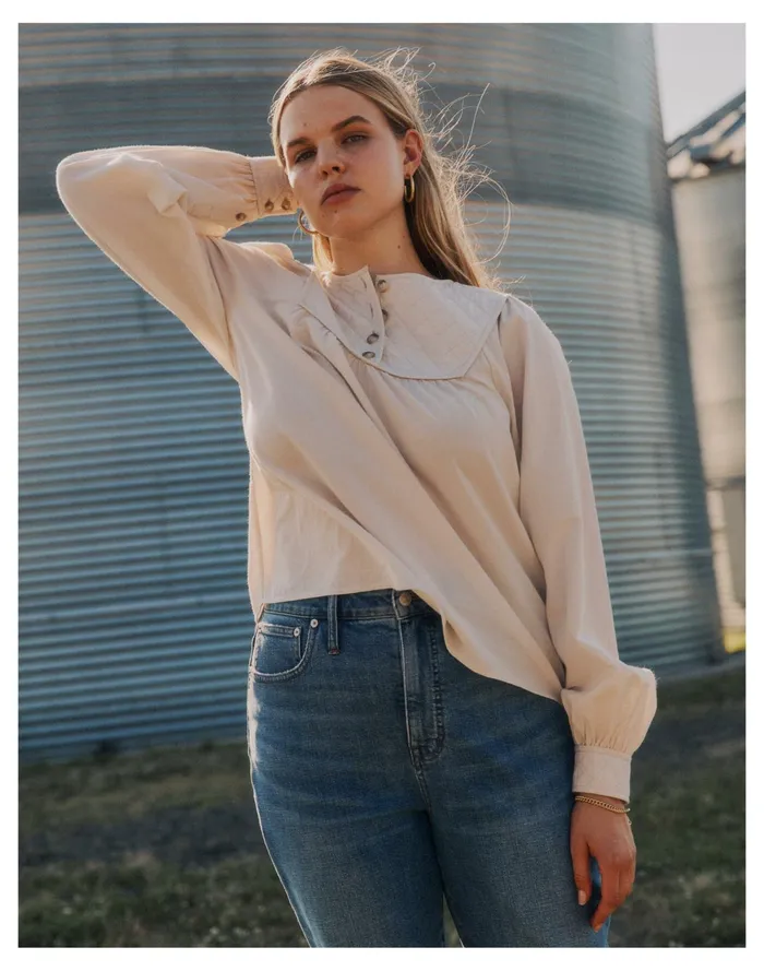 Women Drapey Quilted Bib Top Antique Cream Madewell Tops and Shirts Women Drapey Quilted Bib Top Antique Cream Madewell Tops and Shirts