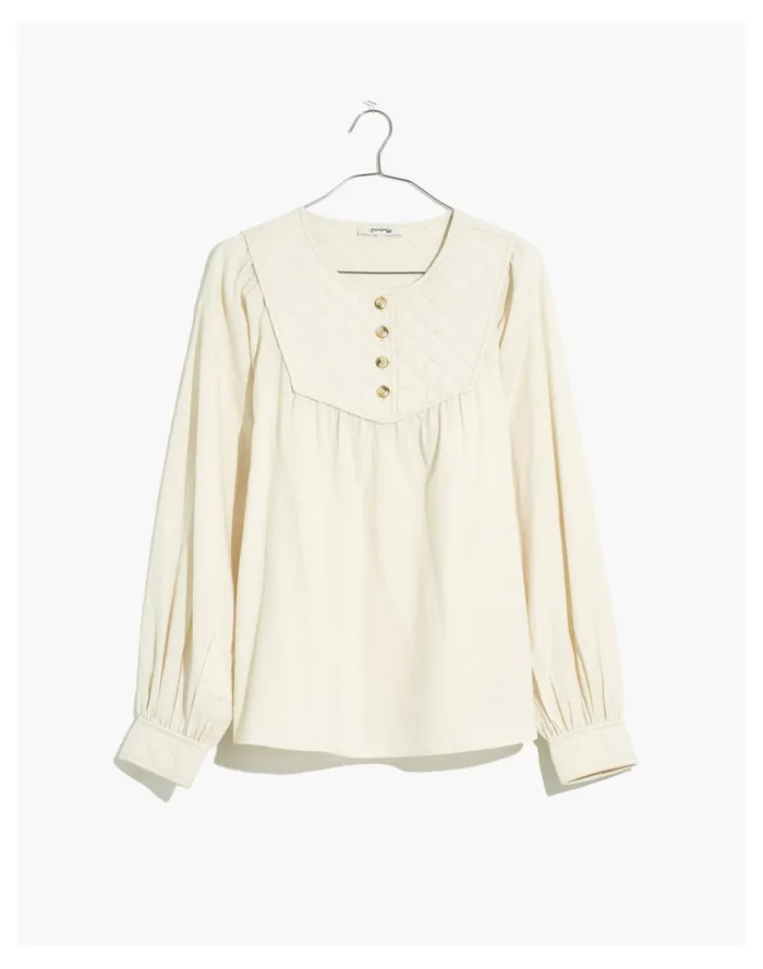 Women Drapey Quilted Bib Top Antique Cream Madewell Tops and Shirts Women Drapey Quilted Bib Top Antique Cream Madewell Tops and Shirts
