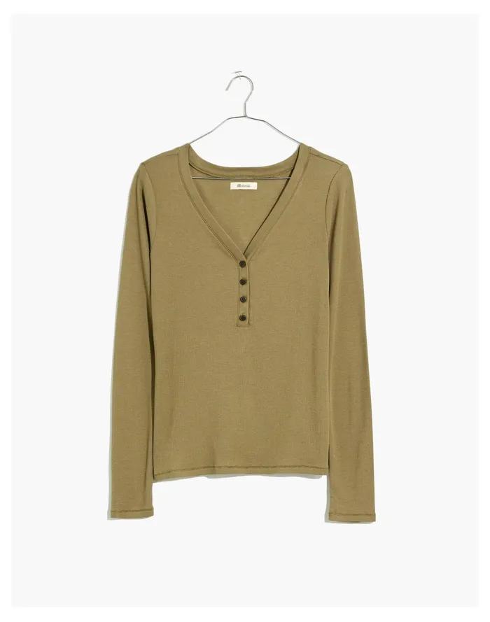 Women Drapey Rib Henley Tee Distant Surplus Madewell Tees Women Drapey Rib Henley Tee Distant Surplus Madewell Tees