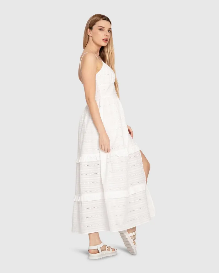 Women Dresses Belle and Bloom Superstition Tiered Maxi Dress 8211 White