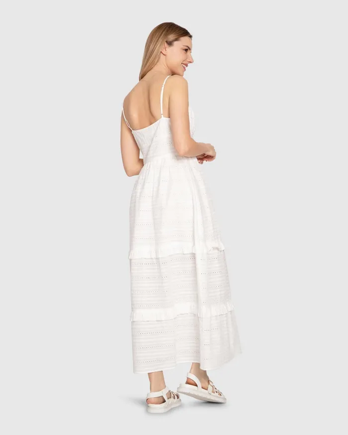 Women Dresses Belle and Bloom Superstition Tiered Maxi Dress 8211 White