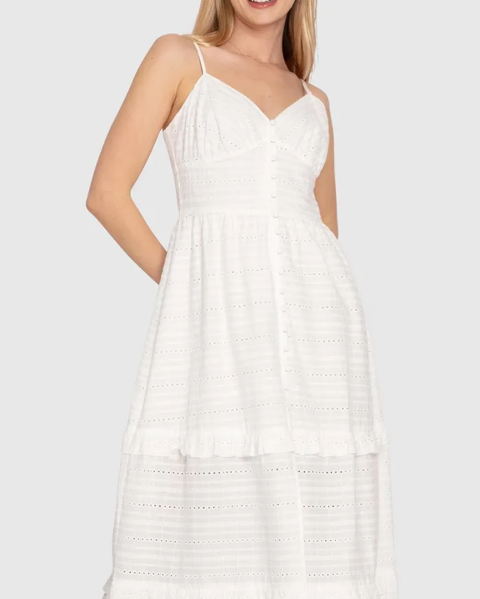 Women Dresses Belle and Bloom Superstition Tiered Maxi Dress 8211 White