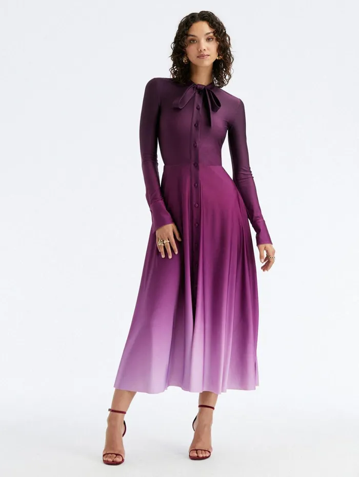 Women Dresses Oscar De La Renta Button Front Ombr Jersey Dress Amethyst