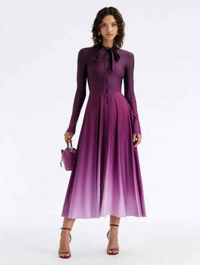 Women Dresses Oscar De La Renta Button Front Ombr Jersey Dress Amethyst Women Dresses Oscar De La Renta Button Front Ombr Jersey Dress Amethyst