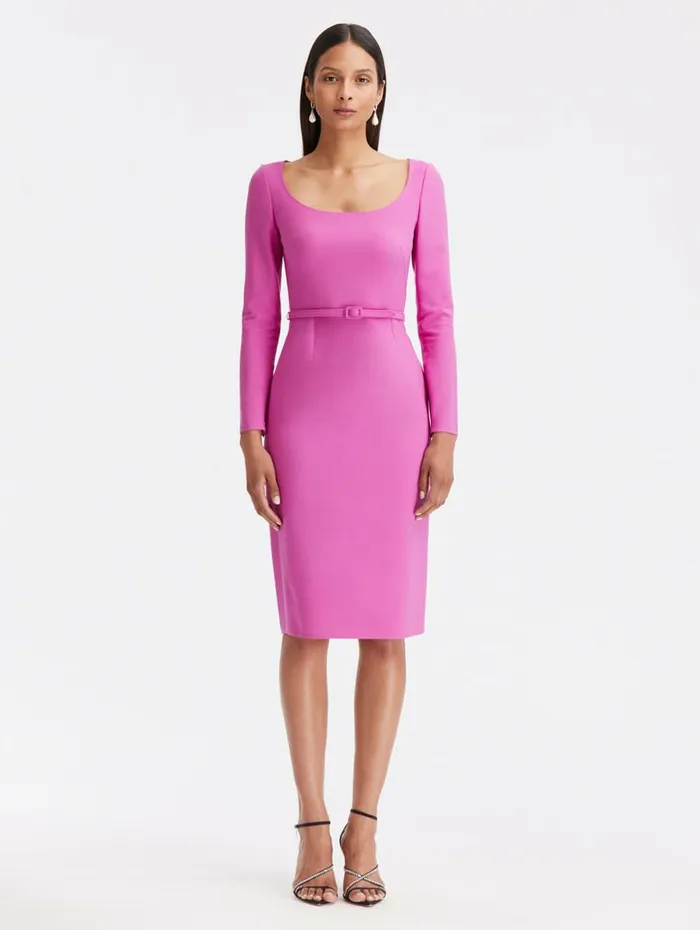Women Dresses Oscar De La Renta Scoop Neck Pencil Dress Orchid