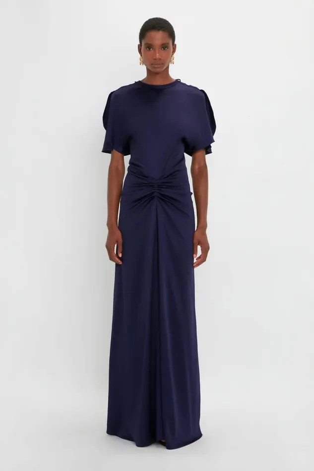 Women Dresses Victoria Beckham Gathered Waist FloorLength Dress In Ultraviolet