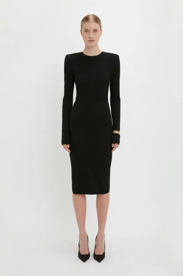 Women Dresses Victoria Beckham Long Sleeve TShirt Fitted Dress In Black
