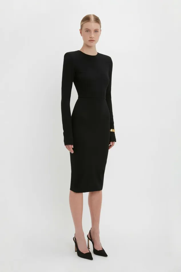 Women Dresses Victoria Beckham Long Sleeve TShirt Fitted Dress In Black