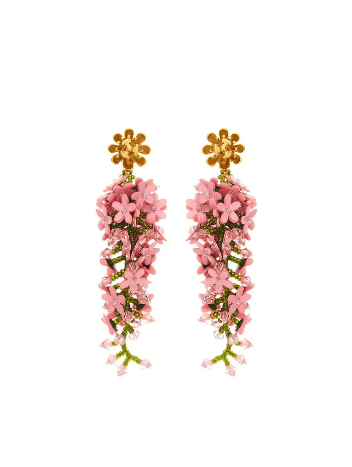 Women Earrings Oscar De La Renta Cascading Flower Earrings Pink