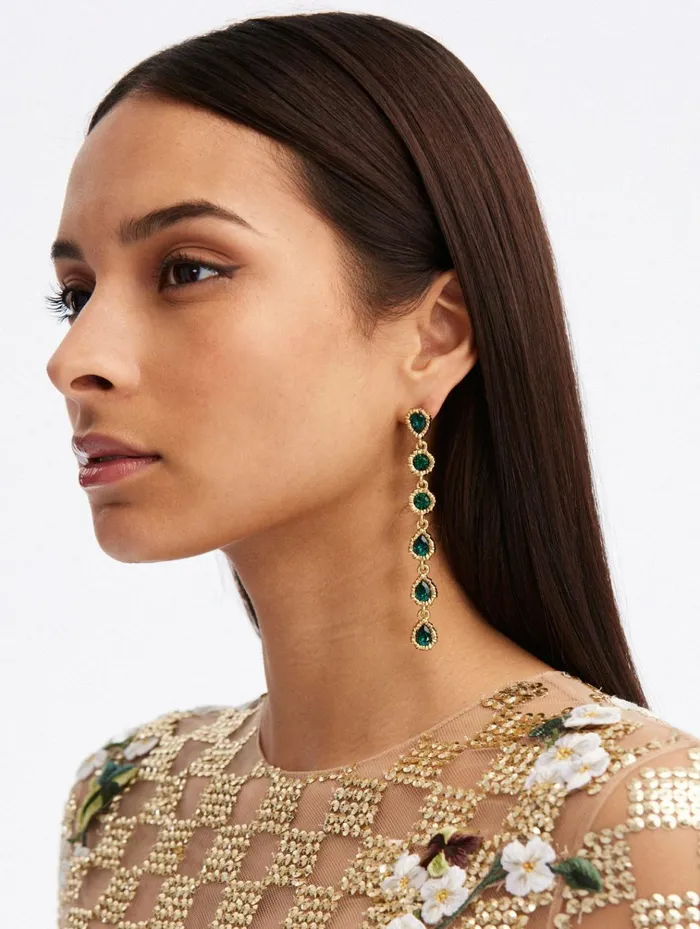 Women Earrings Oscar De La Renta Lintzer Vertical Earrings Emerald Women Earrings Oscar De La Renta Lintzer Vertical Earrings Emerald