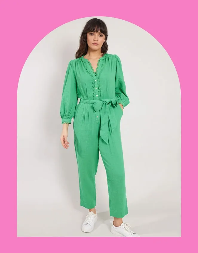 Women East Lace Trim Jumpsuit Green Monsoon Jumpsuits