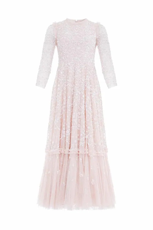 Women Embellished Dresses Needle and Thread Alina Sequin Ankle Gown Pink