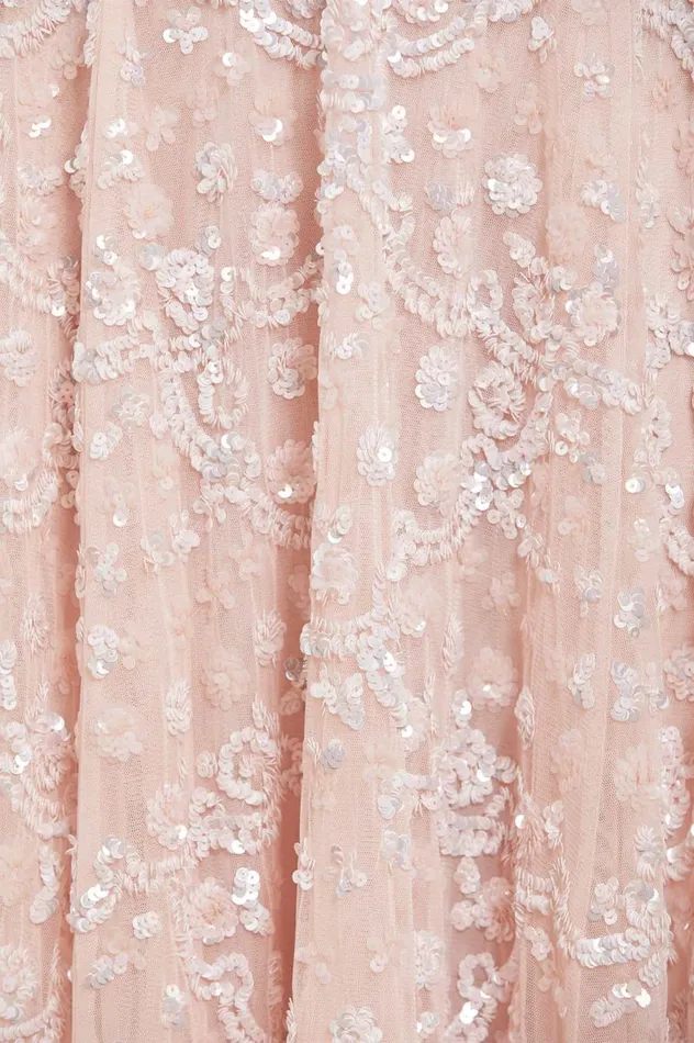 Women Embellished Dresses Needle and Thread Alina Sequin Ankle Gown Pink