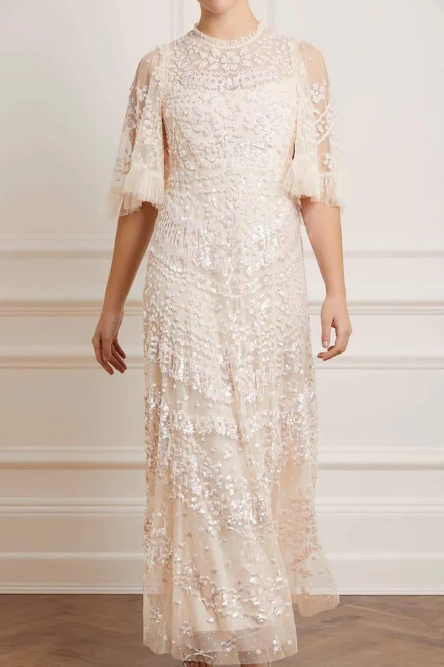 Women Embellished Dresses Needle and Thread Anais Sequin Gown Champagne