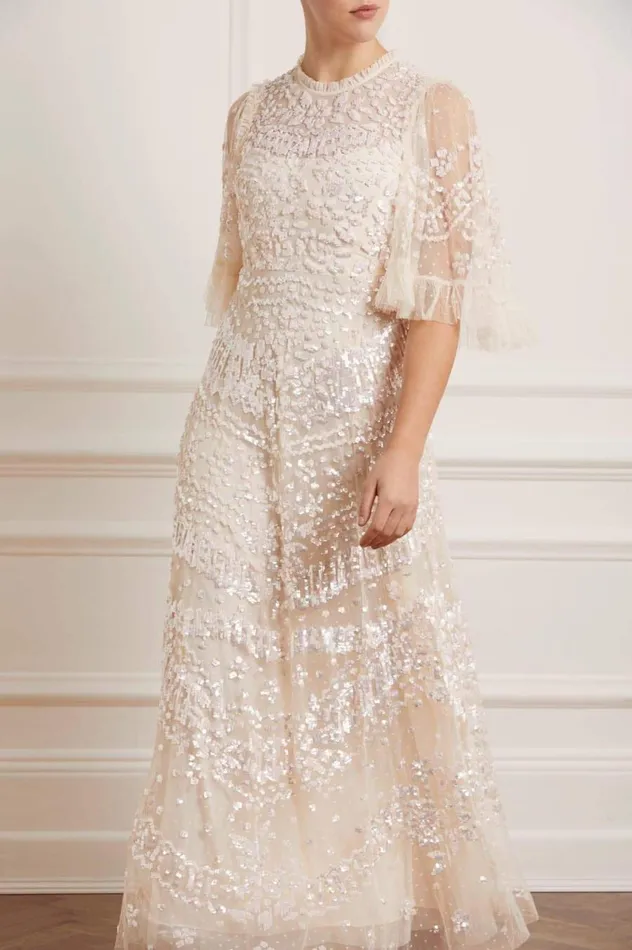 Women Embellished Dresses Needle and Thread Anais Sequin Gown Champagne