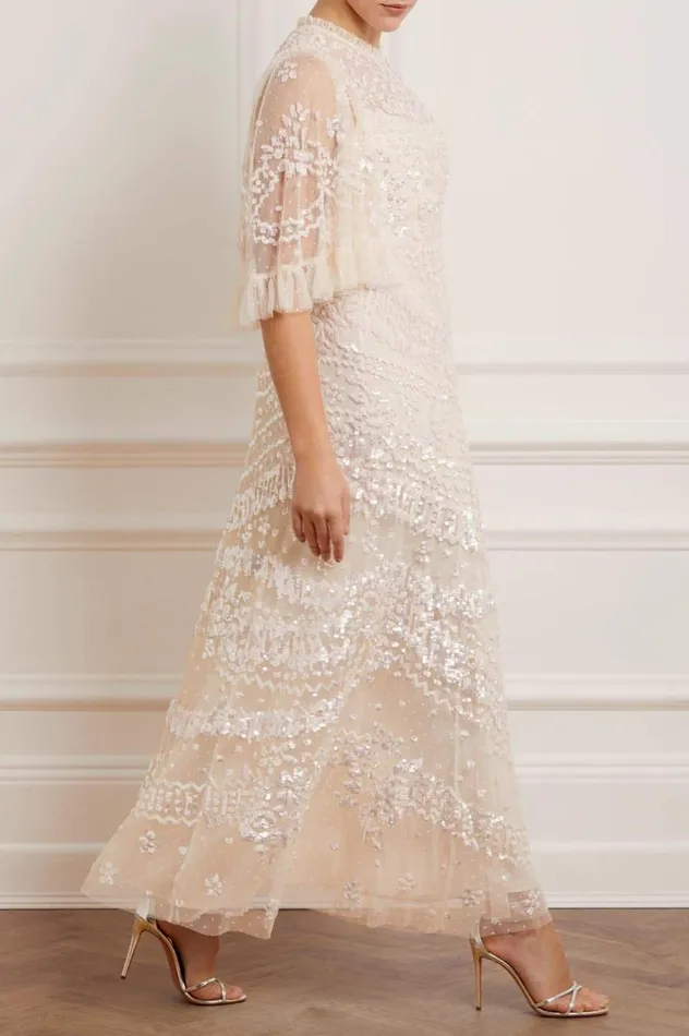 Women Embellished Dresses Needle and Thread Anais Sequin Gown Champagne