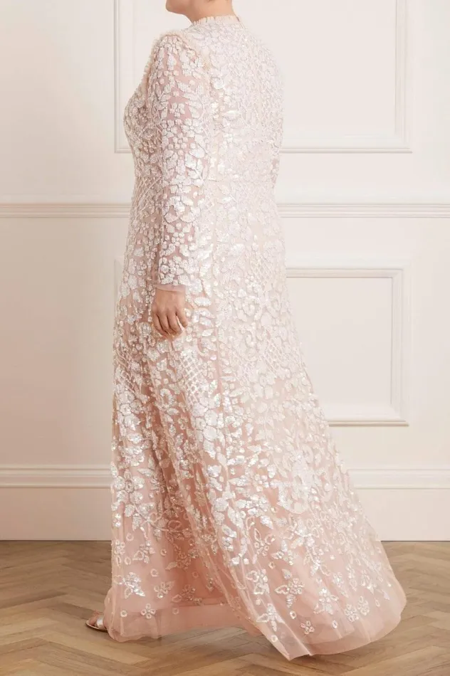 Women Embellished Dresses Needle and Thread Aurelia Long Sleeve Gown Pink