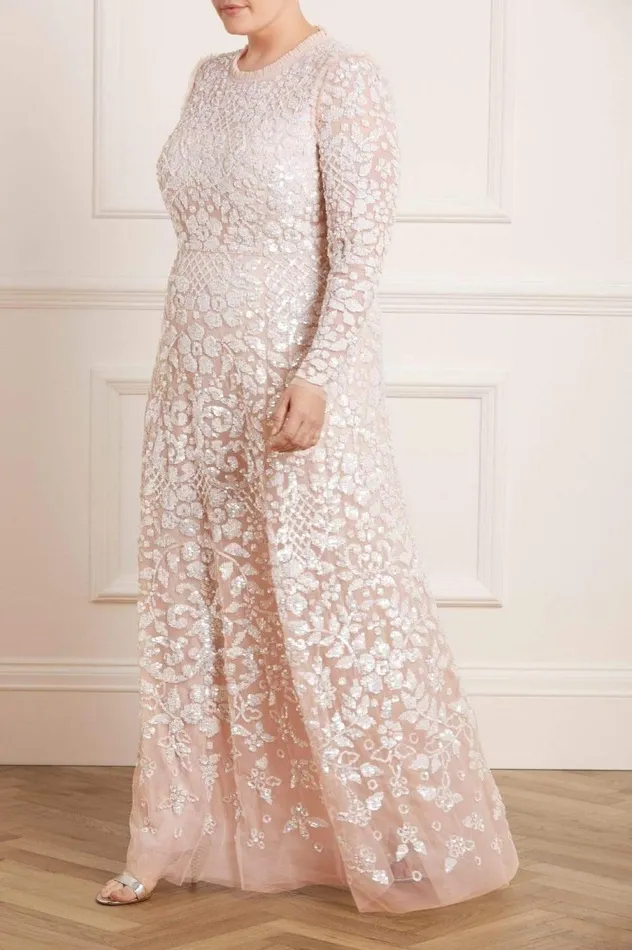 Women Embellished Dresses Needle and Thread Aurelia Long Sleeve Gown Pink