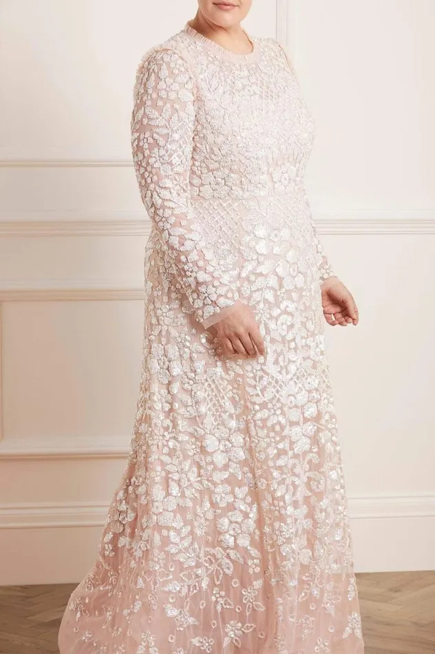 Women Embellished Dresses Needle and Thread Aurelia Long Sleeve Gown Pink