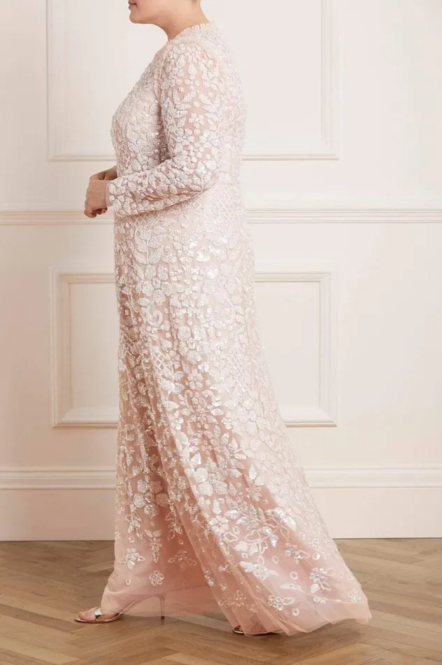 Women Embellished Dresses Needle and Thread Aurelia Long Sleeve Gown Pink