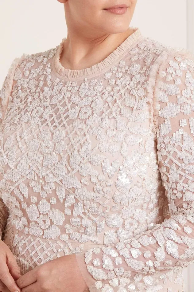 Women Embellished Dresses Needle and Thread Aurelia Long Sleeve Gown Pink