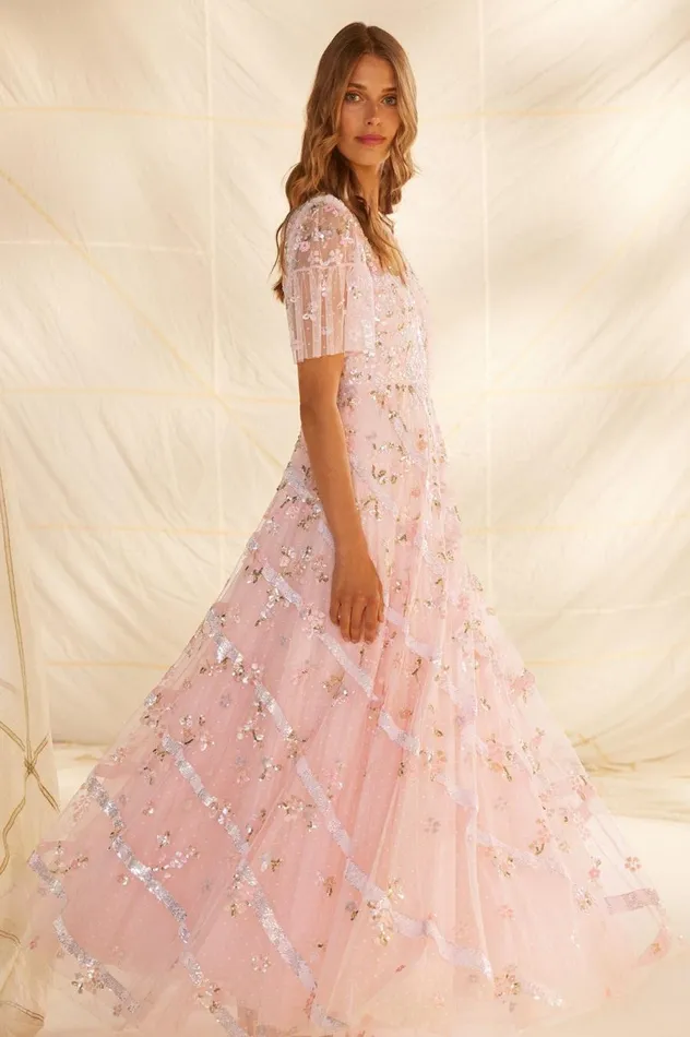 Women Embellished Dresses Needle and Thread Dianella Sequin Gown Pink