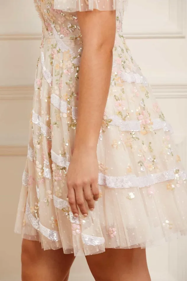 Women Embellished Dresses Needle and Thread Dianella Sequin Mini Dress Champagne