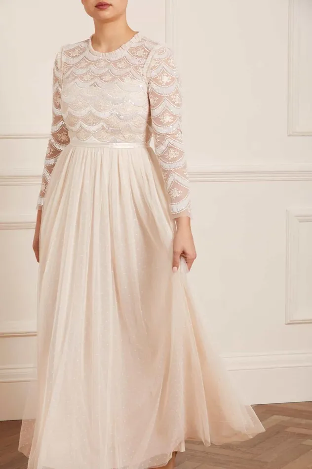 Women Embellished Dresses Needle and Thread Fifi Bodice Gown Champagne