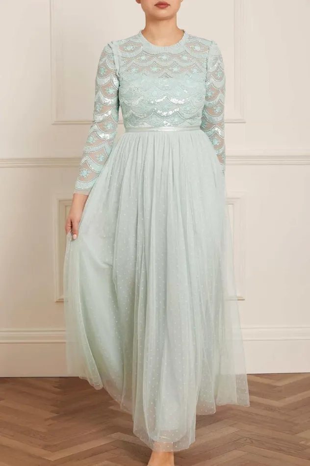 Women Embellished Dresses Needle and Thread Fifi Bodice Gown Green