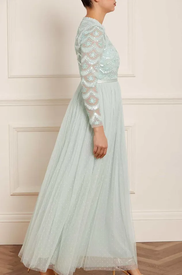 Women Embellished Dresses Needle and Thread Fifi Bodice Gown Green