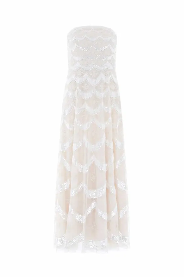 Women Embellished Dresses Needle and Thread Fifi Strapless Ankle Gown Champagne
