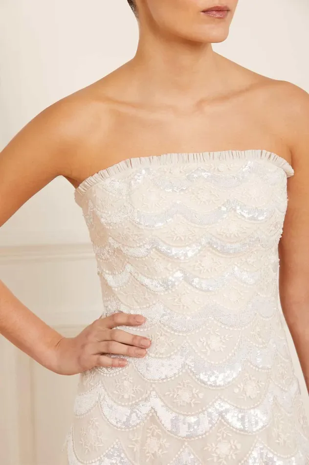 Women Embellished Dresses Needle and Thread Fifi Strapless Ankle Gown Champagne