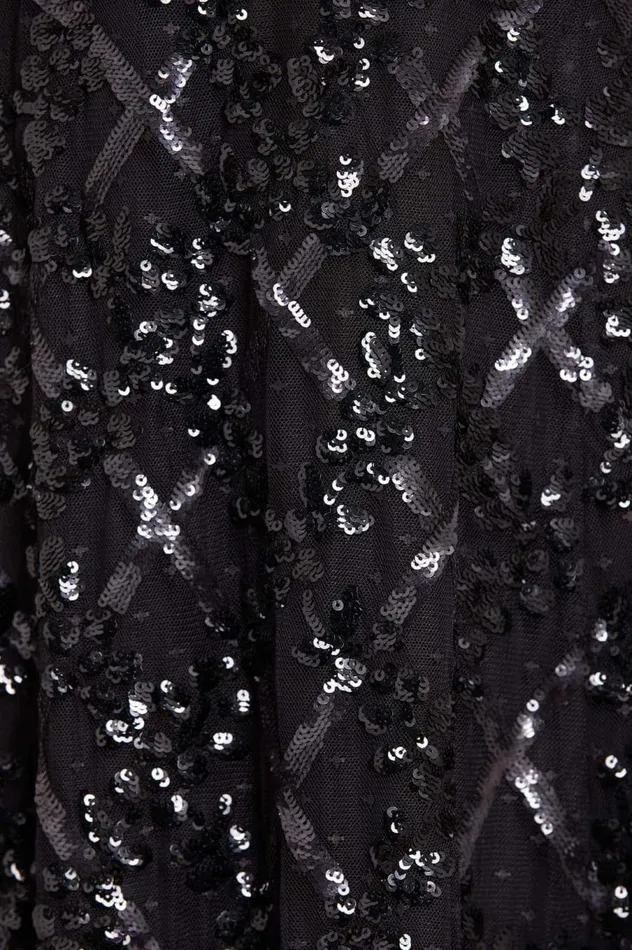 Women Embellished Dresses Needle and Thread Garden Lattice Ankle Gown Black