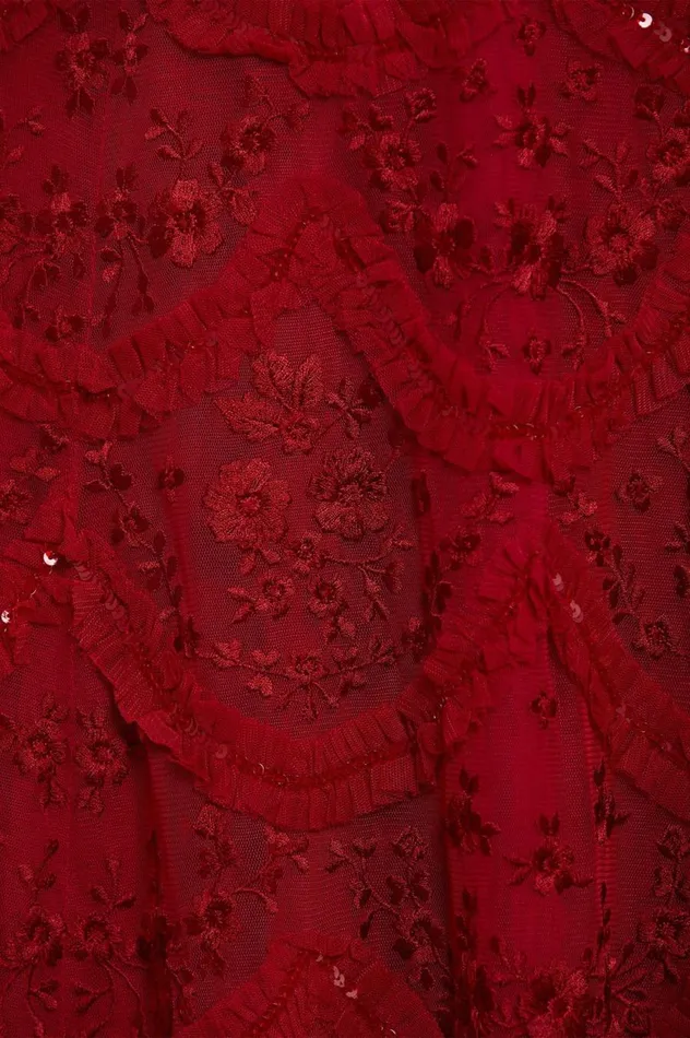 Women Embellished Dresses Needle and Thread Lily Bloom Ankle Gown Red