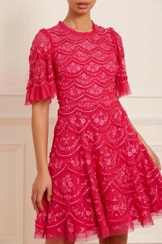 Women Embellished Dresses Needle and Thread Lily Bloom Mini Dress Pink
