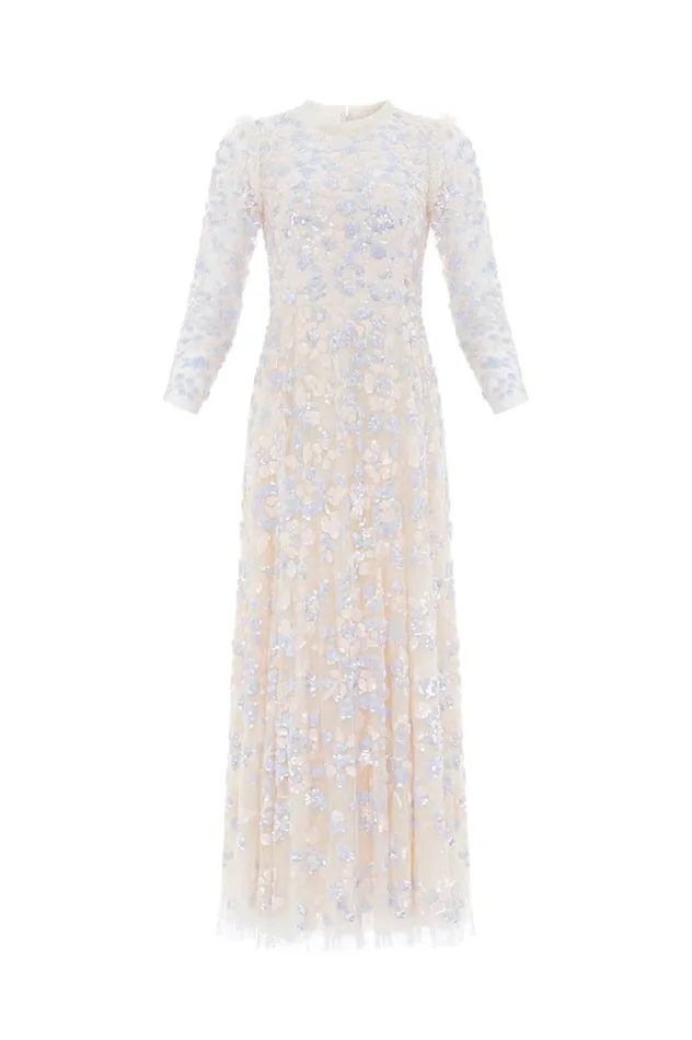 Women Embellished Dresses Needle and Thread Mary Rose Ankle Gown Blue