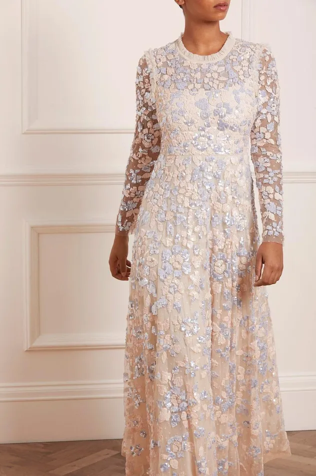 Women Embellished Dresses Needle and Thread Mary Rose Ankle Gown Blue