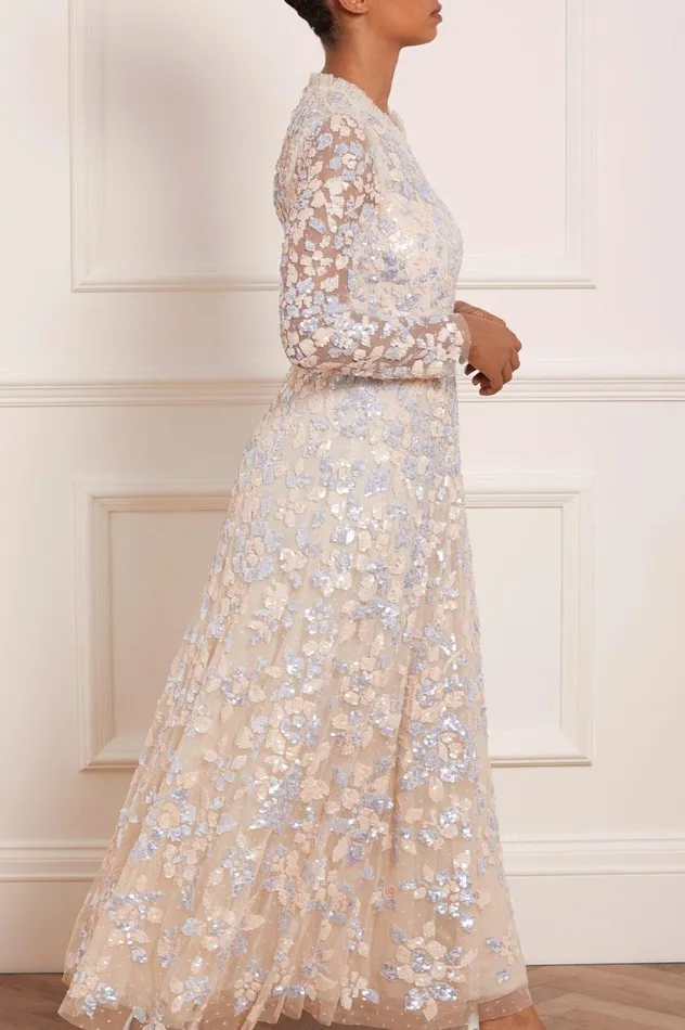 Women Embellished Dresses Needle and Thread Mary Rose Ankle Gown Blue