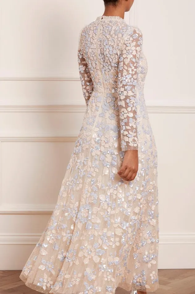 Women Embellished Dresses Needle and Thread Mary Rose Ankle Gown Blue