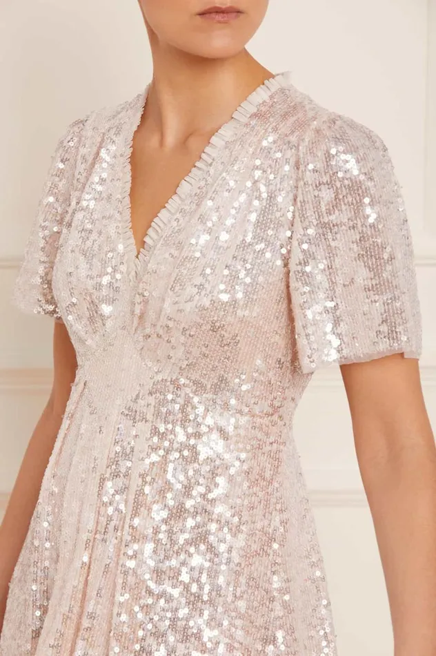 Women Embellished Dresses Needle and Thread Mila Gloss Mini Dress Champagne Women Embellished Dresses Needle and Thread Mila Gloss Mini Dress Champagne