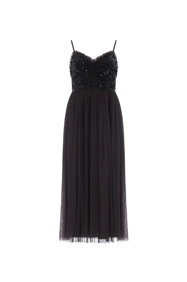 Women Embellished Dresses Needle and Thread Tempest Bodice Cami Ballerina Dress Black
