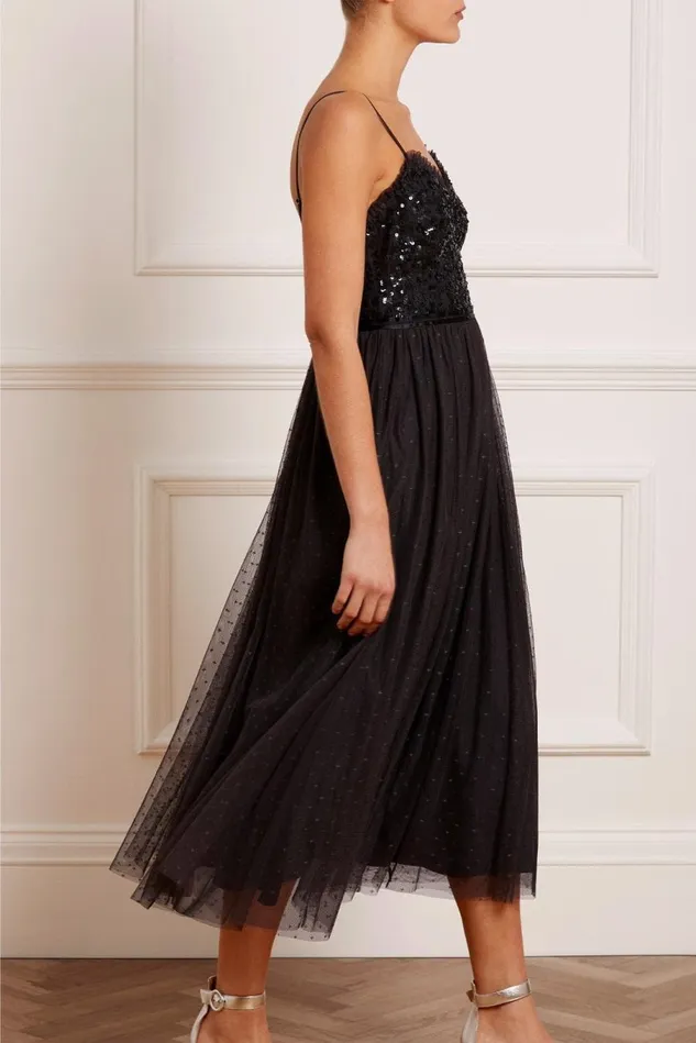 Women Embellished Dresses Needle and Thread Tempest Bodice Cami Ballerina Dress Black