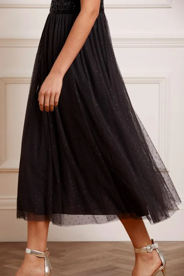 Women Embellished Dresses Needle and Thread Tempest Bodice Cami Ballerina Dress Black