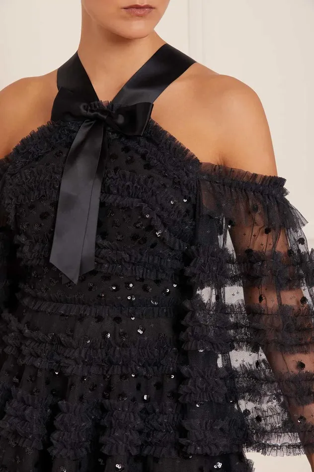 Women Embellished Dresses Needle and Thread Vivian Off Shoulder Micro Mini Dress Black Women Embellished Dresses Needle and Thread Vivian Off Shoulder Micro Mini Dress Black
