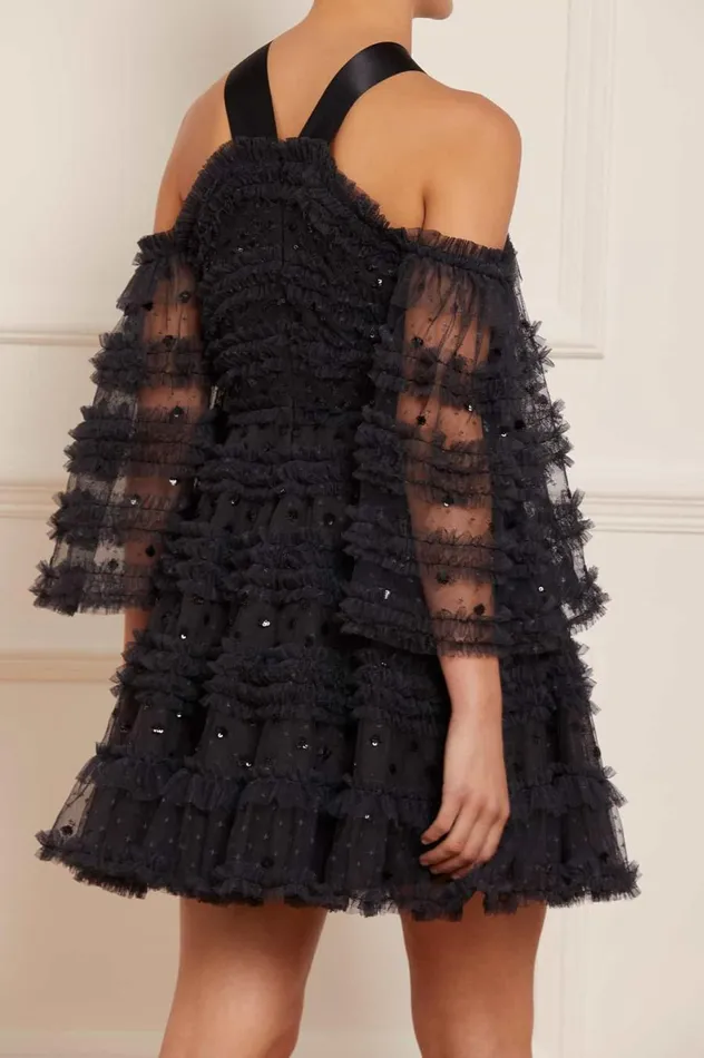 Women Embellished Dresses Needle and Thread Vivian Off Shoulder Micro Mini Dress Black Women Embellished Dresses Needle and Thread Vivian Off Shoulder Micro Mini Dress Black